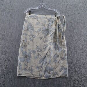 Cynthia Rowley Linen Large Midi Wrap Skirt Ivory Floral